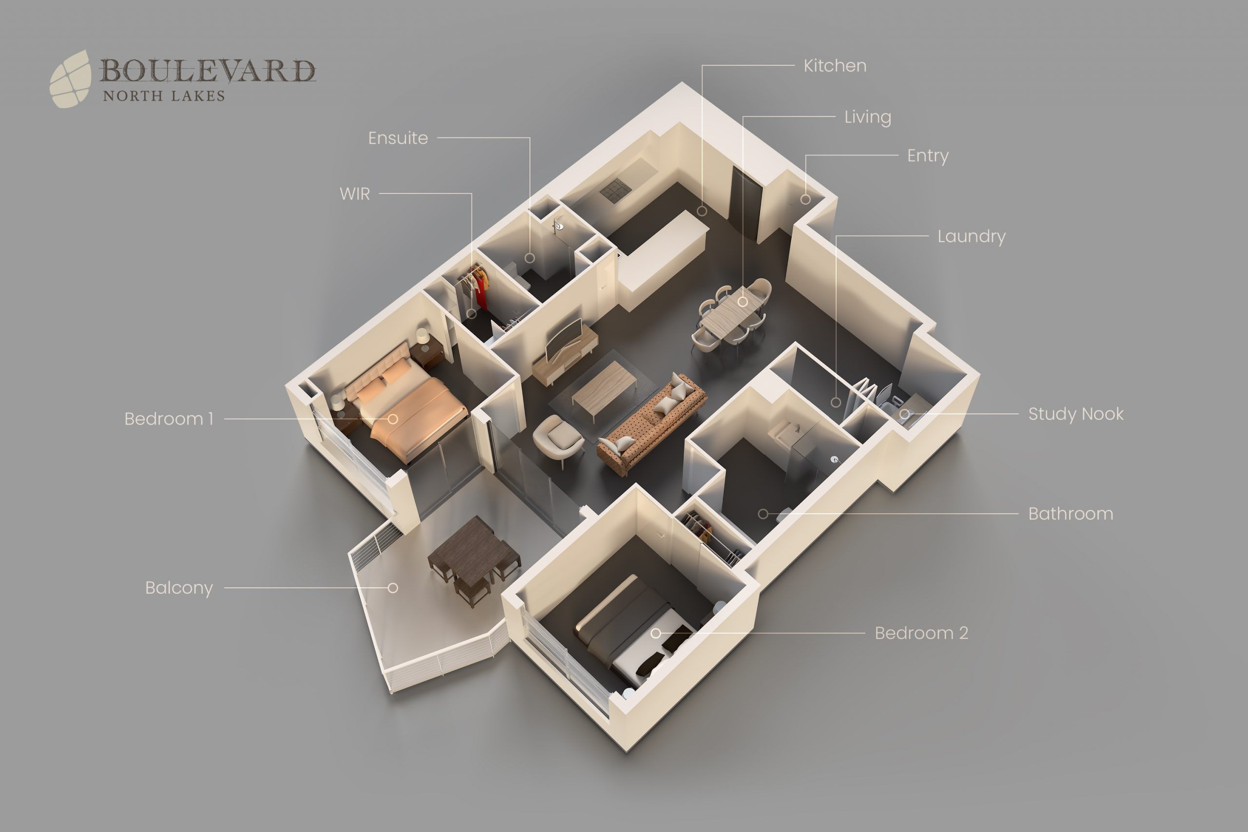 Typical apartment layout, 106 square metres